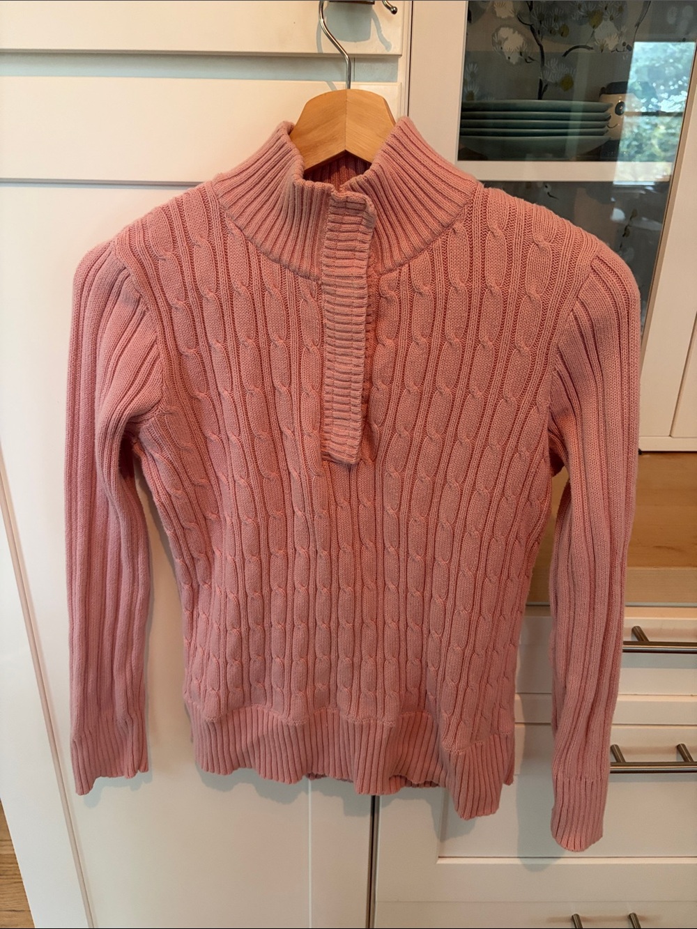 Villager Soft Pink 100% Cotton Ribbed and Cable Sweater